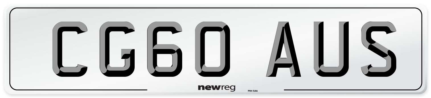 CG60 AUS Number Plate from New Reg